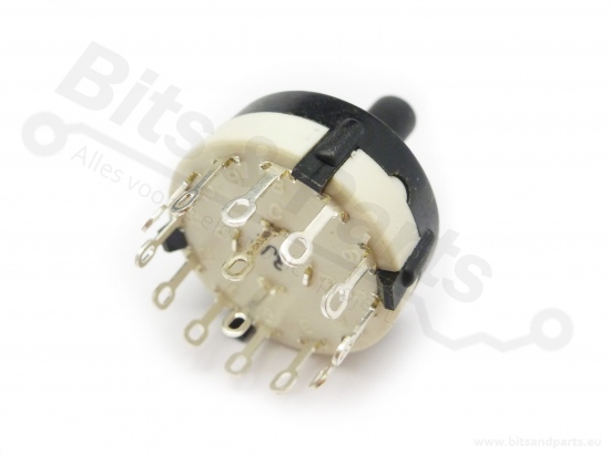 Draaischakelaar / rotary switch 6 posities / 2 polig / 14x6mm